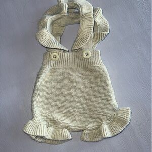 Olive Knit Ruffle Romper